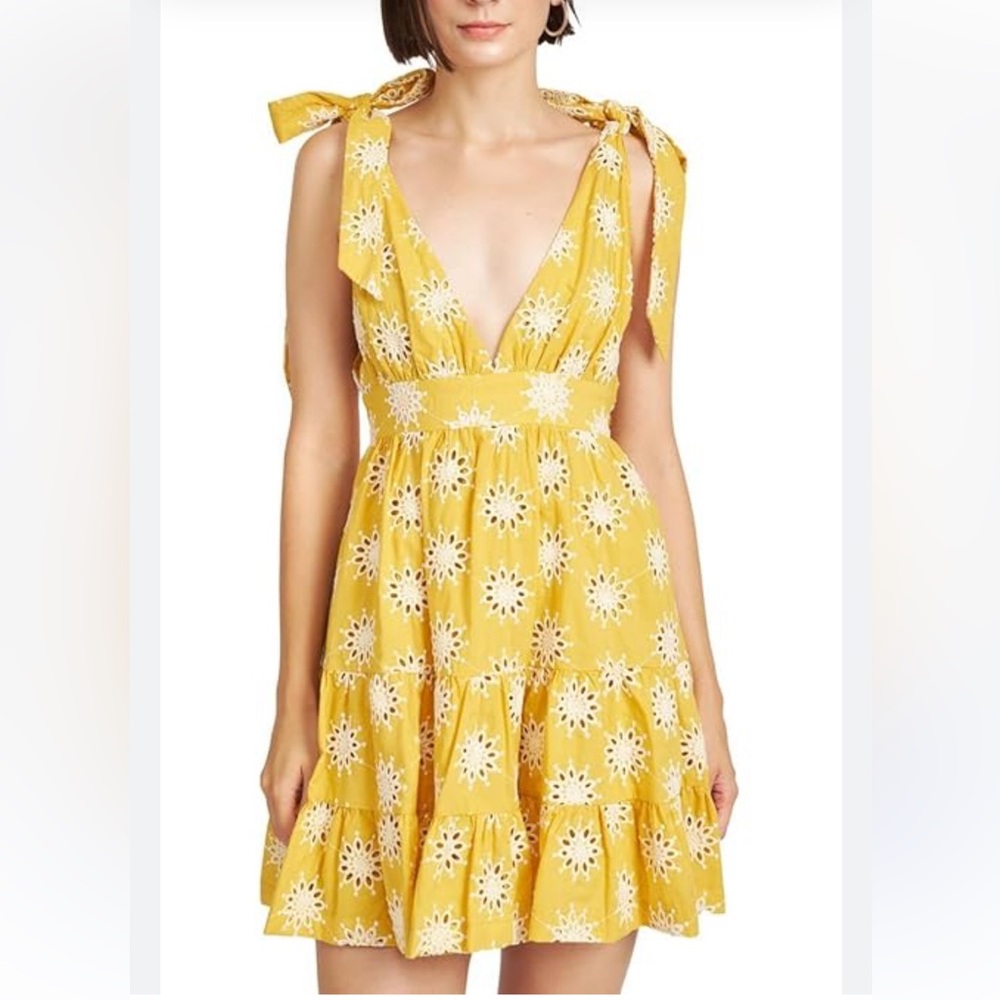 En Saison Yellow Brooke Floral Eyelet Embroidered Dress Size Medium